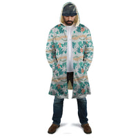 Monstera Tiare Plumeria Lei Pattern Cloak Teal Version
