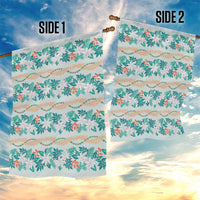 Monstera Tiare Plumeria Lei Pattern Garden Flag Teal Version LT01 - Polynesian Pride