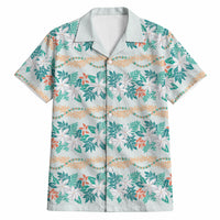 Monstera Tiare Plumeria Lei Pattern Hawaiian Shirt Teal Version