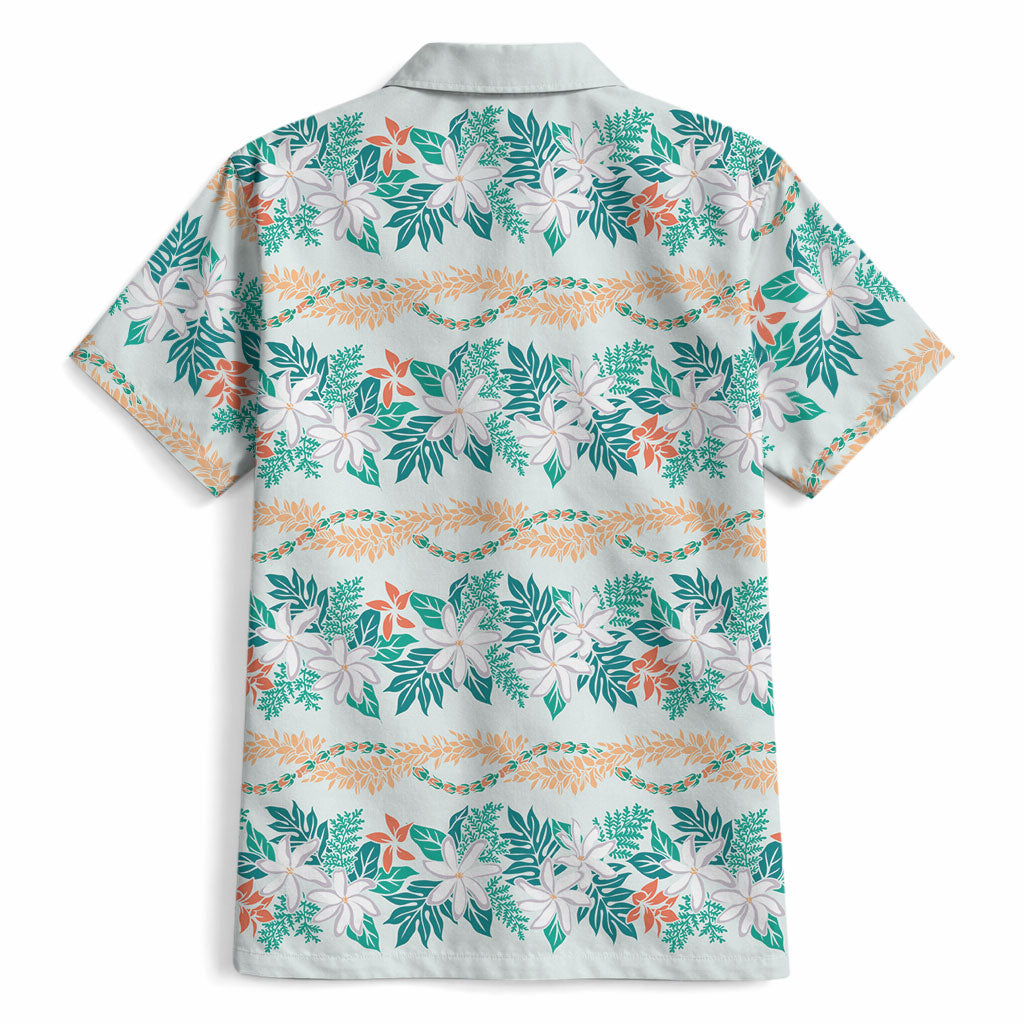 Monstera Tiare Plumeria Lei Pattern Hawaiian Shirt Teal Version