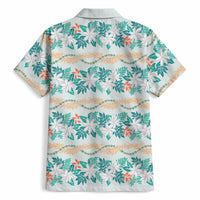Monstera Tiare Plumeria Lei Pattern Hawaiian Shirt Teal Version