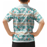 Monstera Tiare Plumeria Lei Pattern Hawaiian Shirt Teal Version