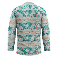 Monstera Tiare Plumeria Lei Pattern Hockey Jersey Teal Version