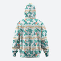 Monstera Tiare Plumeria Lei Pattern Hoodie Teal Version LT01 - Polynesian Pride