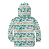 Monstera Tiare Plumeria Lei Pattern Kid Hoodie Teal Version