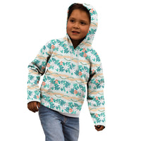 Monstera Tiare Plumeria Lei Pattern Kid Hoodie Teal Version