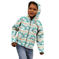 Monstera Tiare Plumeria Lei Pattern Kid Hoodie Teal Version