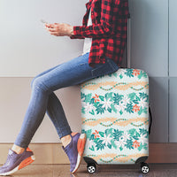 Monstera Tiare Plumeria Lei Pattern Luggage Cover Teal Version LT01 - Polynesian Pride