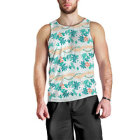 Monstera Tiare Plumeria Lei Pattern Men Tank Top Teal Version LT01 - Polynesian Pride