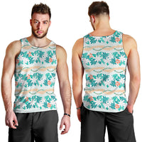Monstera Tiare Plumeria Lei Pattern Men Tank Top Teal Version LT01 - Polynesian Pride