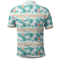 Monstera Tiare Plumeria Lei Pattern Polo Shirt Teal Version