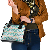 Monstera Tiare Plumeria Lei Pattern Shoulder Handbag Teal Version LT01 - Polynesian Pride