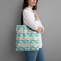 Monstera Tiare Plumeria Lei Pattern Tote Bag Teal Version LT01 - Polynesian Pride