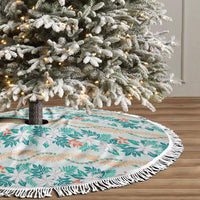 Monstera Tiare Plumeria Lei Pattern Tree Skirt Teal Version LT01 - Polynesian Pride