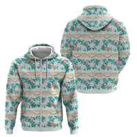 Monstera Tiare Plumeria Lei Pattern Zip Hoodie Teal Version LT01 - Polynesian Pride