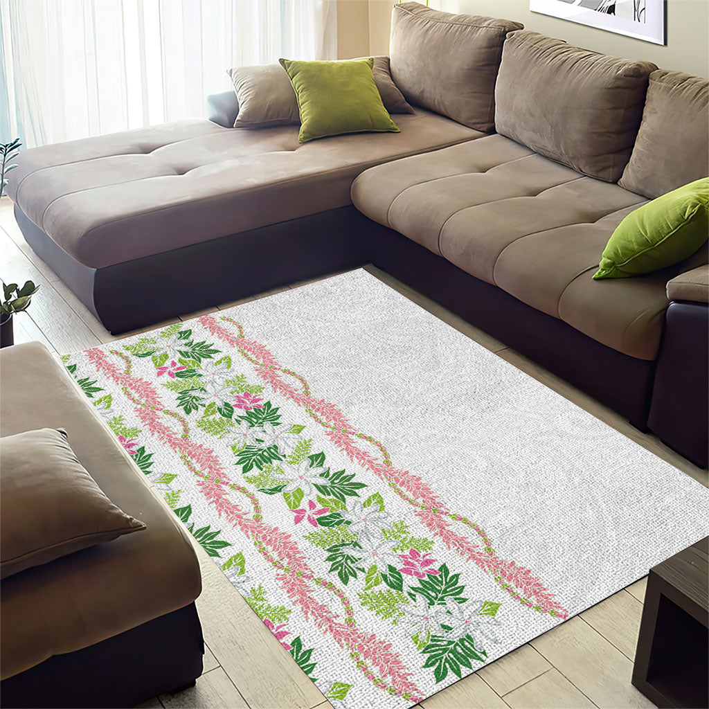 Monstera Tiare Plumeria Area Rug Green Polynesian Pattern LT01 - Polynesian Pride