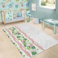 Monstera Tiare Plumeria Area Rug Green Polynesian Pattern LT01 - Polynesian Pride