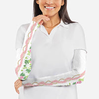 Monstera Tiare Plumeria Arm Sleeves Green Polynesian Pattern LT01 - Polynesian Pride