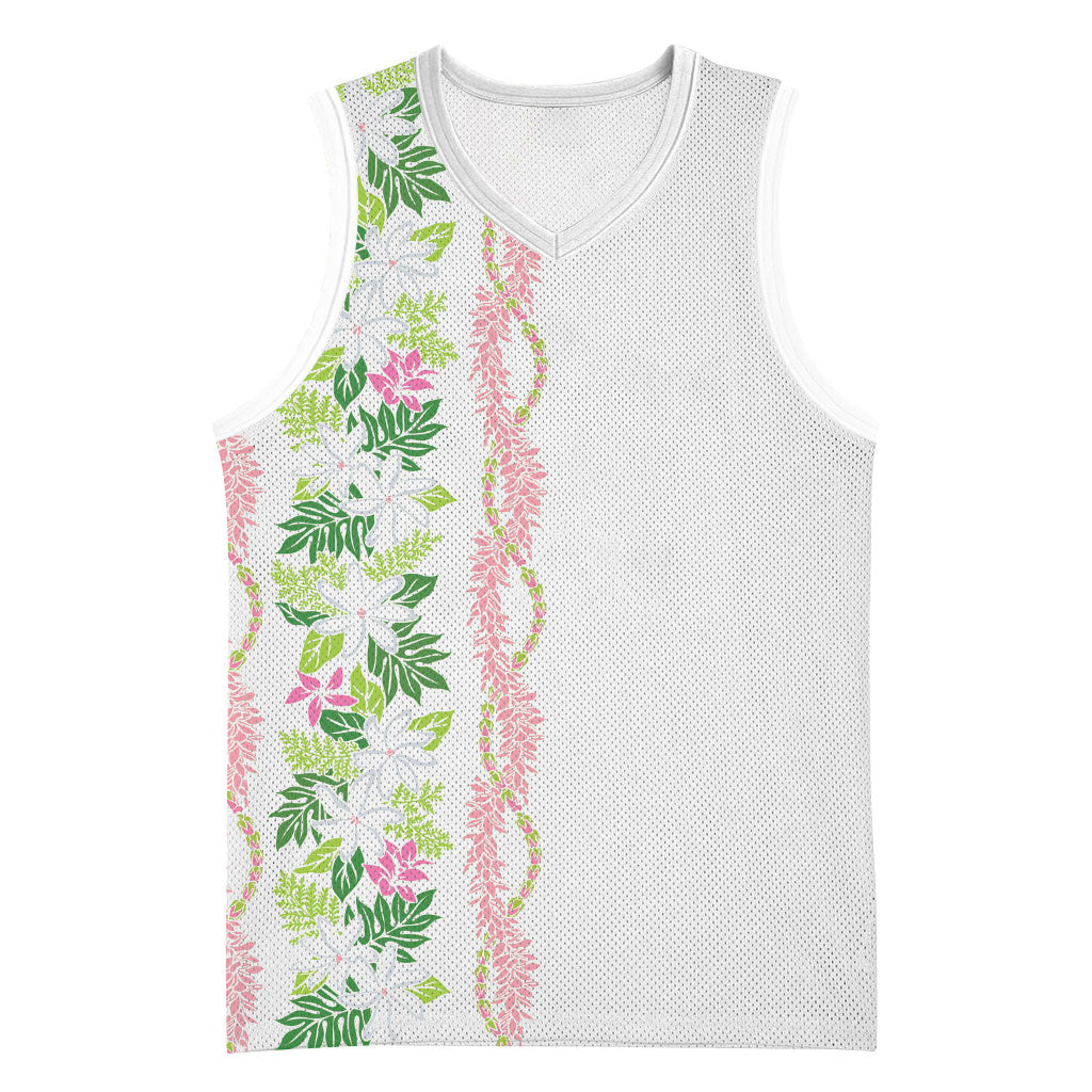 Monstera Tiare Plumeria Basketball Jersey Green Polynesian Pattern LT01 Unisex Green - Polynesian Pride