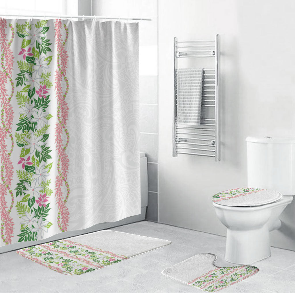 Monstera Tiare Plumeria Bathroom Set Green Polynesian Pattern LT01 Bathroom Set (4 pcs) Green - Polynesian Pride