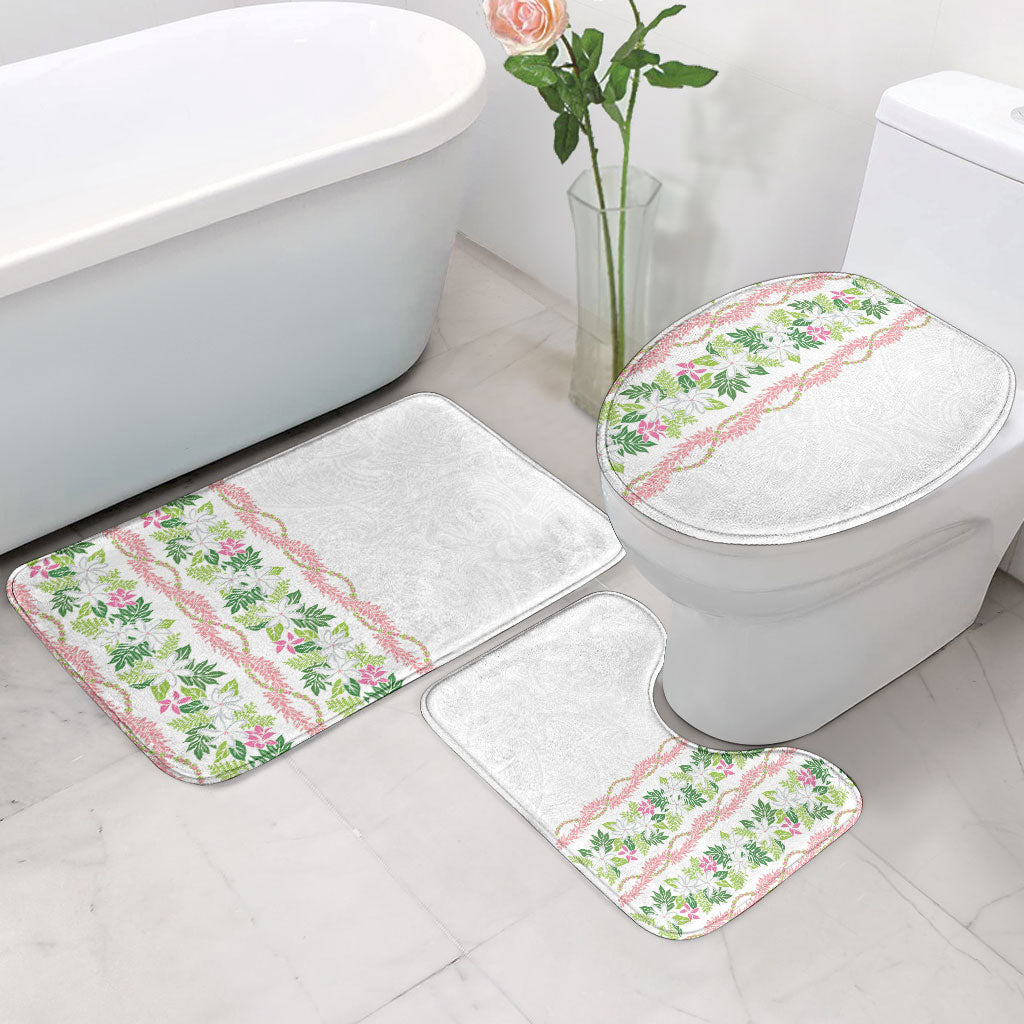 Monstera Tiare Plumeria Bathroom Set Green Polynesian Pattern LT01 - Polynesian Pride