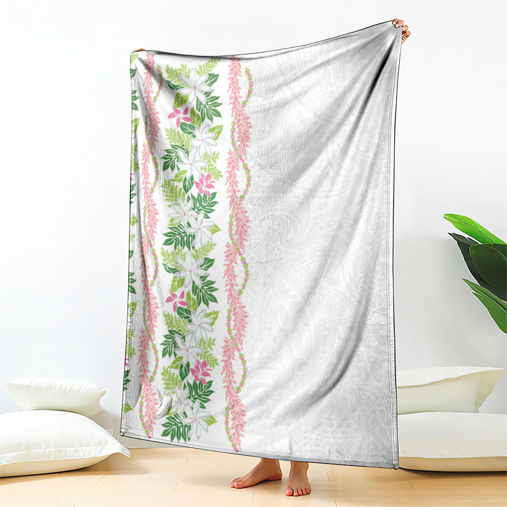 Monstera Tiare Plumeria Blanket Green Polynesian Pattern LT01 - Polynesian Pride