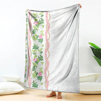 Monstera Tiare Plumeria Blanket Green Polynesian Pattern LT01 - Polynesian Pride