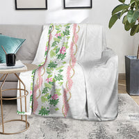 Monstera Tiare Plumeria Blanket Green Polynesian Pattern LT01 - Polynesian Pride