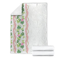 Monstera Tiare Plumeria Blanket Green Polynesian Pattern LT01 - Polynesian Pride