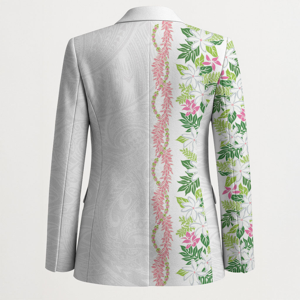 Monstera Tiare Plumeria Blazer Green Polynesian Pattern LT01 - Polynesian Pride