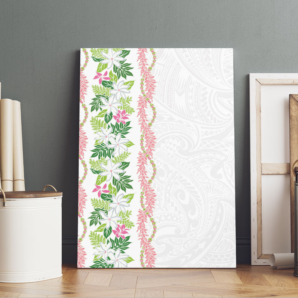 Monstera Tiare Plumeria Canvas Wall Art Green Polynesian Pattern LT01 - Polynesian Pride