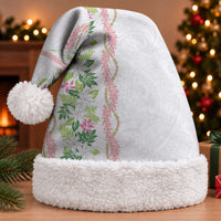 Monstera Tiare Plumeria Christmas Santa Hat Green Polynesian Pattern LT01 With Fur Green - Polynesian Pride