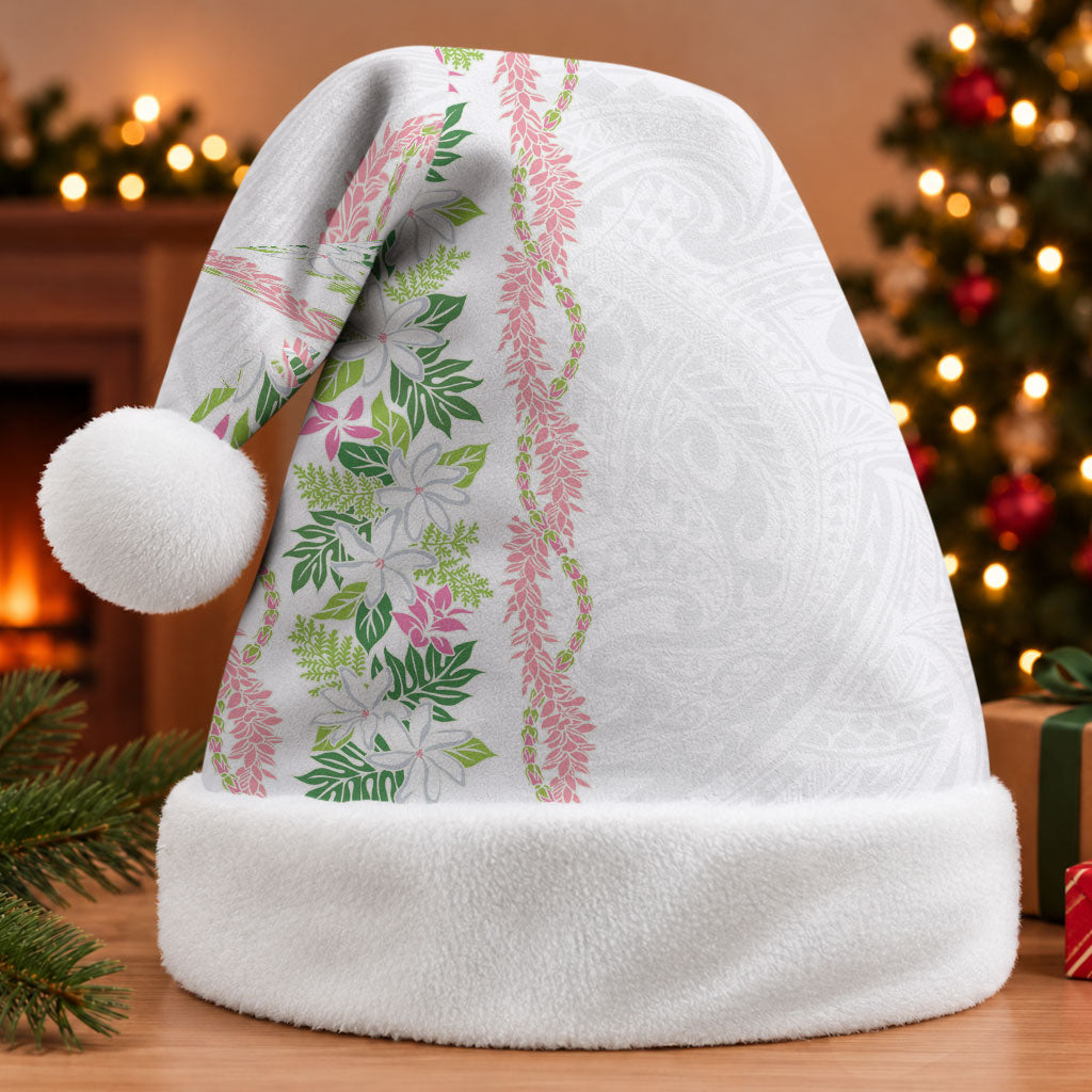 Monstera Tiare Plumeria Christmas Santa Hat Green Polynesian Pattern LT01 Without Fur Green - Polynesian Pride