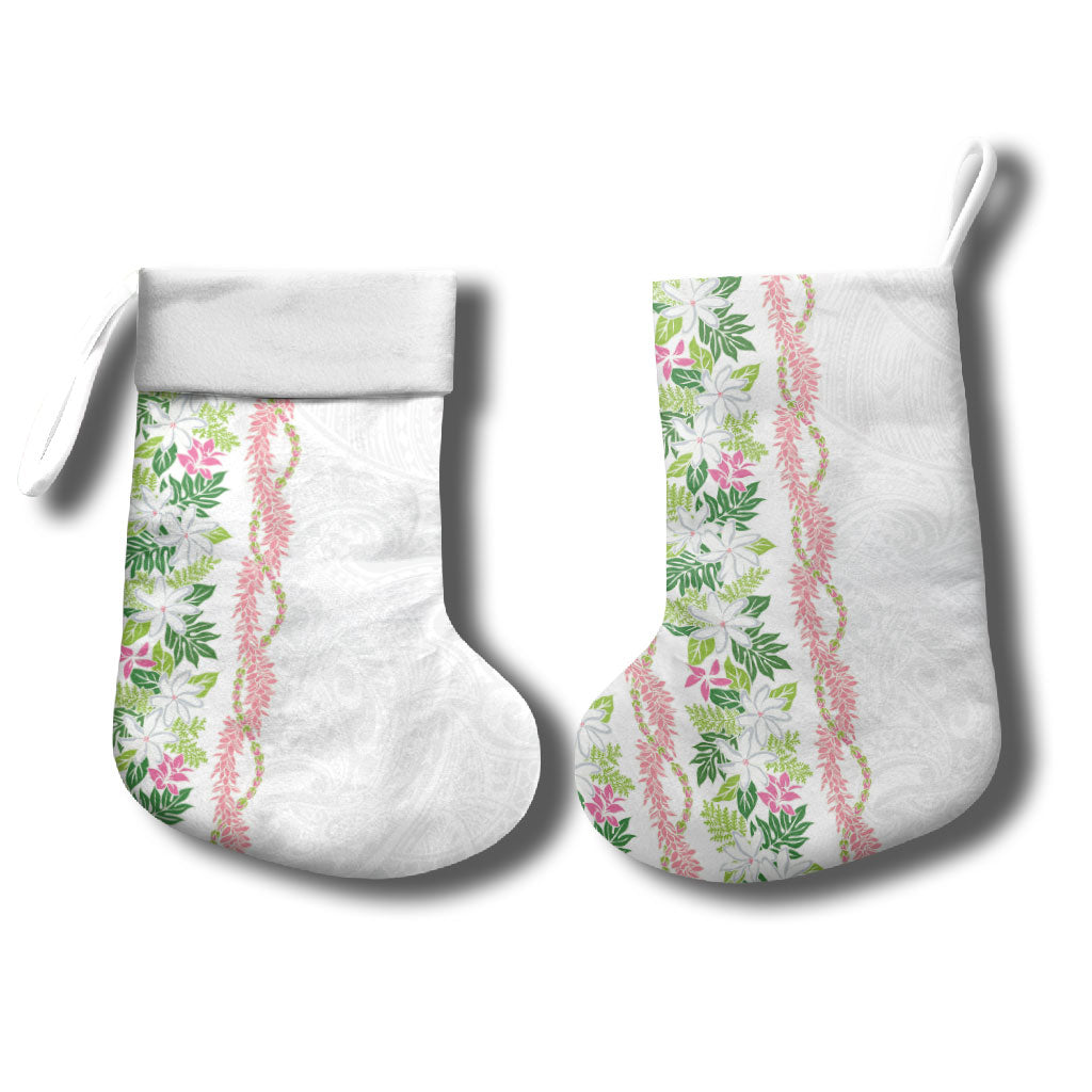 Monstera Tiare Plumeria Christmas Stocking Green Polynesian Pattern LT01 - Polynesian Pride