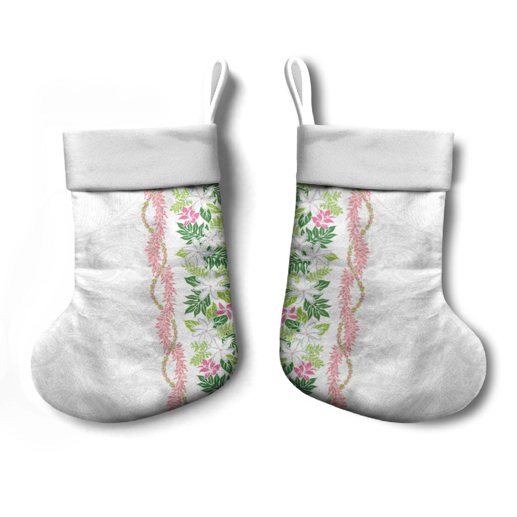 Monstera Tiare Plumeria Christmas Stocking Green Polynesian Pattern LT01 - Polynesian Pride