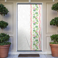 Monstera Tiare Plumeria Door Cover Green Polynesian Pattern LT01 Green - Polynesian Pride