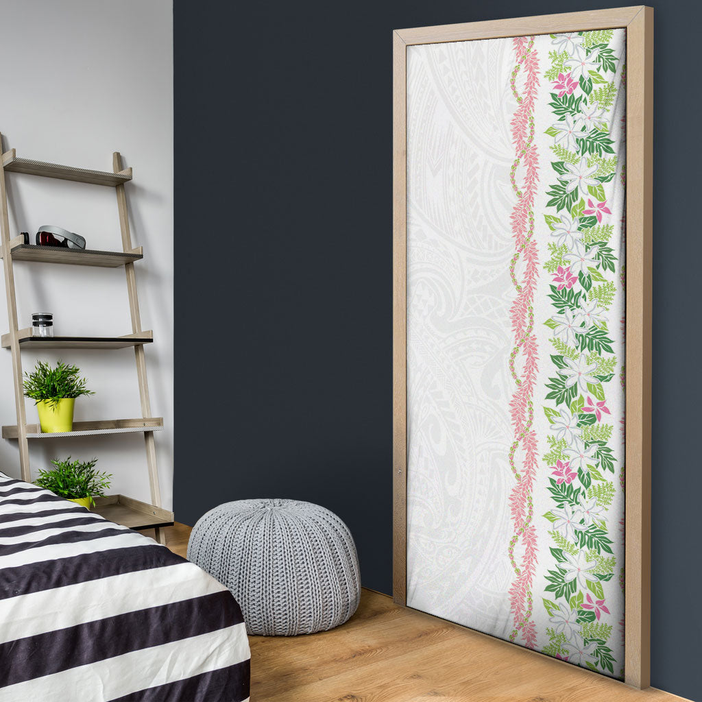 Monstera Tiare Plumeria Door Cover Green Polynesian Pattern LT01 - Polynesian Pride
