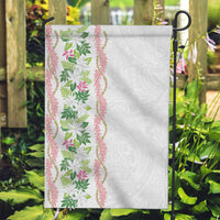 Monstera Tiare Plumeria Garden Flag Green Polynesian Pattern LT01 Garden Flag Green - Polynesian Pride