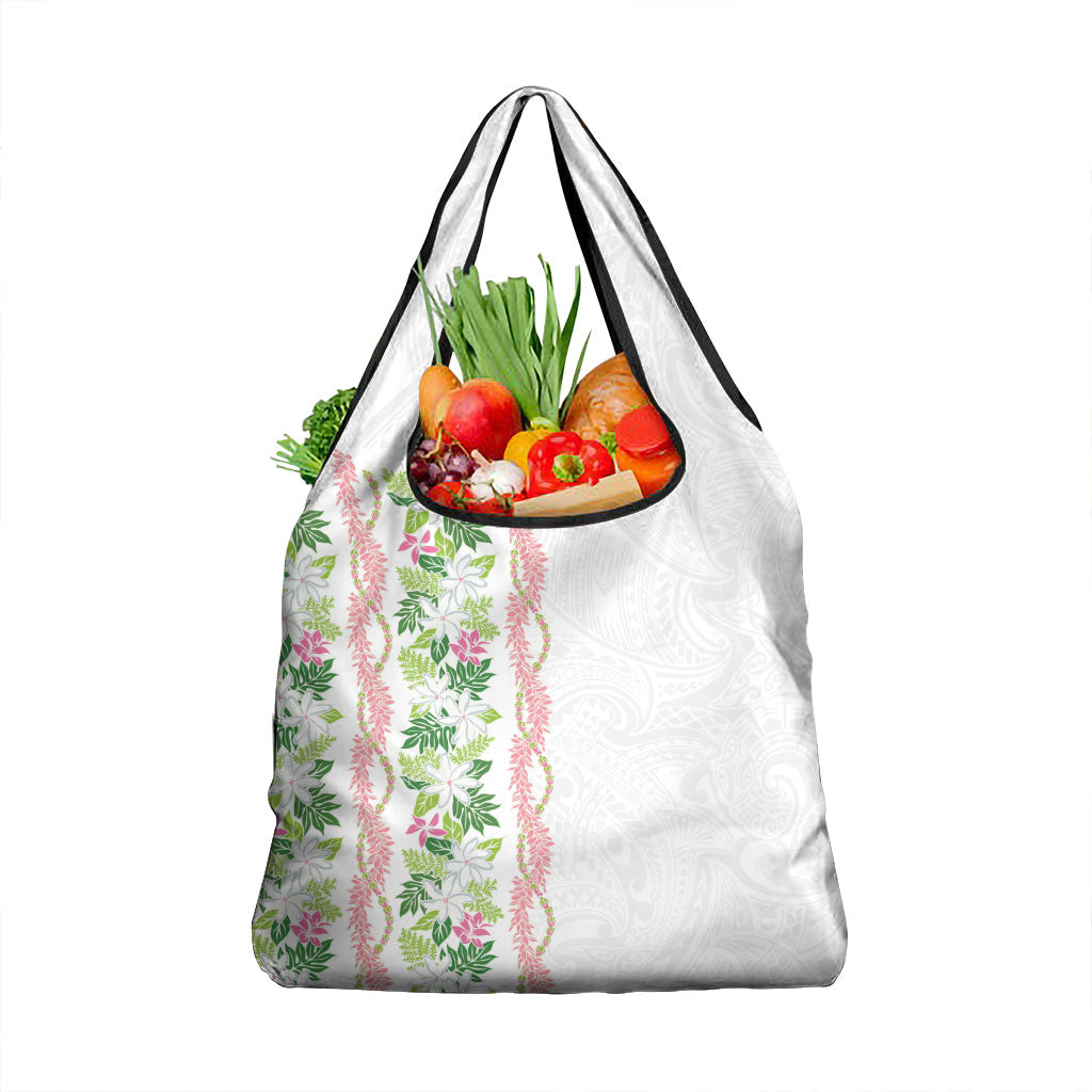 Monstera Tiare Plumeria Grocery Bag Green Polynesian Pattern LT01 1-pack One Size Green - Polynesian Pride