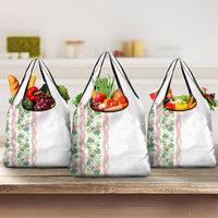 Monstera Tiare Plumeria Grocery Bag Green Polynesian Pattern LT01 3-pack One Size Green - Polynesian Pride