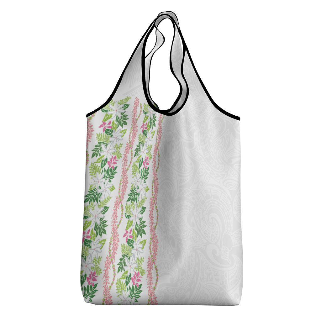 Monstera Tiare Plumeria Grocery Bag Green Polynesian Pattern LT01 - Polynesian Pride