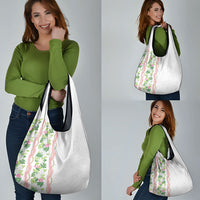Monstera Tiare Plumeria Grocery Bag Green Polynesian Pattern LT01 - Polynesian Pride