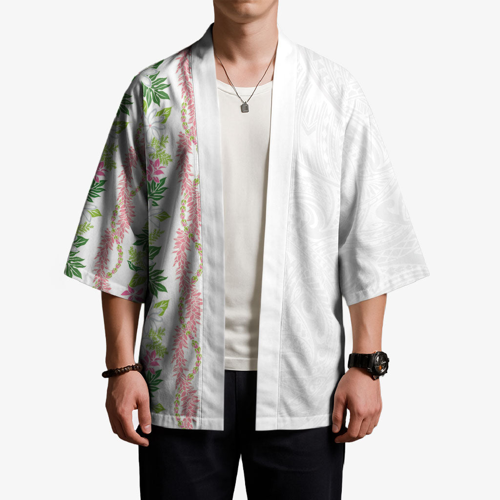 Monstera Tiare Plumeria Kimono Green Polynesian Pattern LT01 - Polynesian Pride