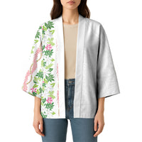 Monstera Tiare Plumeria Kimono Green Polynesian Pattern LT01 - Polynesian Pride