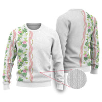 Monstera Tiare Plumeria Ugly Christmas Sweater Green Polynesian Pattern LT01 Green - Polynesian Pride