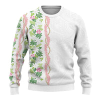 Monstera Tiare Plumeria Ugly Christmas Sweater Green Polynesian Pattern LT01 - Polynesian Pride