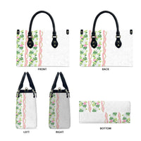 Monstera Tiare Plumeria Leather Bag Green Polynesian Pattern LT01 - Polynesian Pride