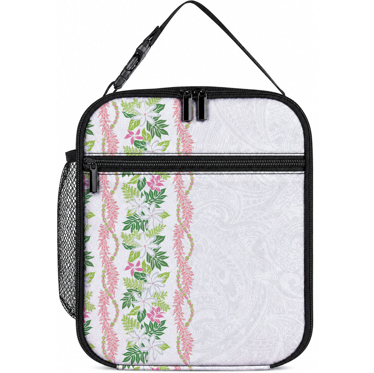 Monstera Tiare Plumeria Lunch Bag Green Polynesian Pattern LT01 10.2 × 8.3 × 4.3 inch Green - Polynesian Pride
