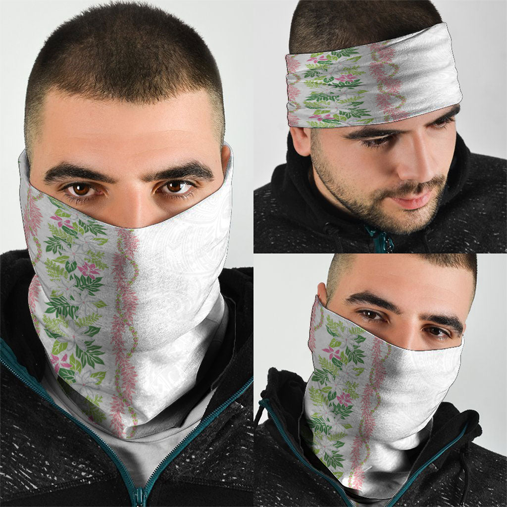 Monstera Tiare Plumeria Neck Gaiter Green Polynesian Pattern LT01 - Polynesian Pride