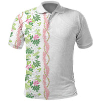 Monstera Tiare Plumeria Polo Shirt Green Polynesian Pattern LT01 Green - Polynesian Pride